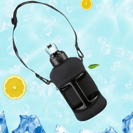 Youcan Plato Trinkflasche 2l Mit Strohhalm und Ärmel,Wasserflasche 2 Liter,2 liter Trinkflasche Sport,Gym Flasche, Fitness Gallon Water Bottle,Trinkflasche BPA Frei,Flasche Für Kohlensäure