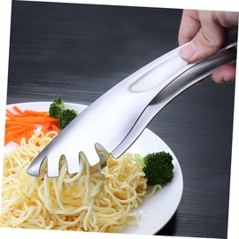 Cabilock 3pcs metal pasta tongs cooking tong buffet party tongs food serving tongs Stainless Steel Appetizer Tongs barbecue grilling tong Stainless Steel Spaghetti Tongs toothed sandwich