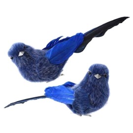 The Bridge Collection Blue Bird Clip-On Ornament Set of 2 - Clip On Christmas Tree Ornaments - Holiday Wreath Decorations - Navy Dark Blue Bird Ornaments