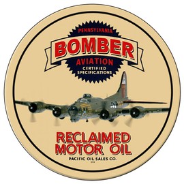 Brotherhood Vintage Gas Sign Reproduction Vintage Metal Signs Round Metal Tin Sign for Garage and Home 8 Inch Diameter – Bomber Reclaimed Motor Oil