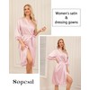 Sopesil Women's Satin Bathrobe Unisex Dressing Gown Silk Lightweight Kimono
