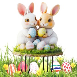 HANGGON Easter bunny garden stake, Easter decoration, garden stake, Easter garden stake, Easter decoration, generic Easter decoration, outdoor, for outdoor and indoor garden decoration (B)