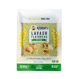 New - Atoria's Family Bakery Spinach Lavash Flatbread 10 Pack | 50 Individual Lavash Wraps | Fresh Baked, All Natural, GMO Free, and No Artificial Preservatives or Flavors 10-Packs of 5 Sheets (50 Sheets)