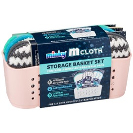 Minky Pink M Cloth Storage Basket Set