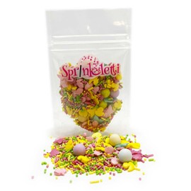 Sprinkletti - Cutie Pie - 30g. A beautiful pastel mix of shapes including bunnies and ducks, sprinkles and sugar coated chocoballs. Ideal for all your themed cakes and bakes.(Cutie Pie)
