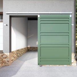 HARDJULAN 8FT Heavy-Duty Galvanized Steel Exterior Sliding Barn Door Hardware Kit, 450 lbs Capacity,Kit for Outdoor,Fit for MAX 1 Door Width 48in