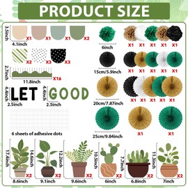 Justforjoyful Summer Potted Plant Bulletin Board Set with 3D Tissue Paper Flower Paper Fan Greenery Let The Good Things Grow Classroom Decoration Motivational Plant Cutout for School Home Office Decor