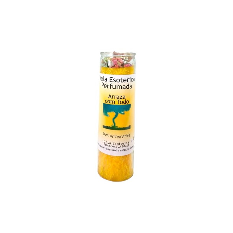Destroy Everything-Palm Wax Spiritual Intention Spell Candle-[Yellow] | Vela CASA