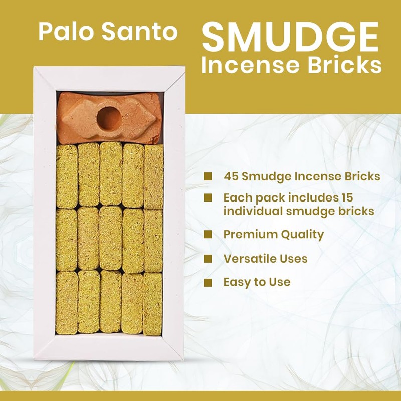 ISHOM Smudge Incense Bricks 45 Pack Combo - Palo Santo,