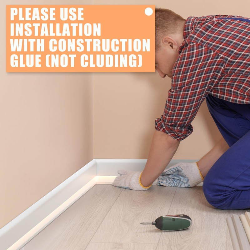 Briwooody 6 Pcs Baseboard Molding with LED Duct 2.6FT/0.8M White
