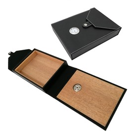 Cigar Humidor Humidors Cuban Cigars Cigars to Smoke Handcraft Spanish Cedar Wood Cigar Case Cigar Accessories Gift Box with Hygrometer (Black)