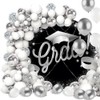 OERJU Graduation Round Backdrop Cover Black and Silver Graduation Decoration