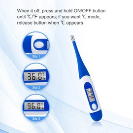 Berrcom Flexible Digital Thermometer for Adults, Oral and Underarm Thermometer for Babies and Kids Medical Thermometer with °C/°F Switch and Fever Alarm