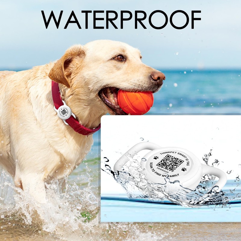 ThinkPet AirTag Dog Collar Holder with QR Code Smart Pet