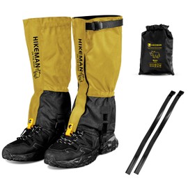 HIKEMAN Outdoor Gaiters, Hiking - Waterproof Hiking Gaiters, Adjustable Gaiters, Adjustable Size, Boat Gaiters for Hiking, Climbing, Snow Hiking and Hunting (Ginger, L)