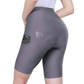 INBIKE Padded Bike Shorts Women Cycling Shorts with Pocket Biking Shorts for Spinning Road Bike MTB Purple