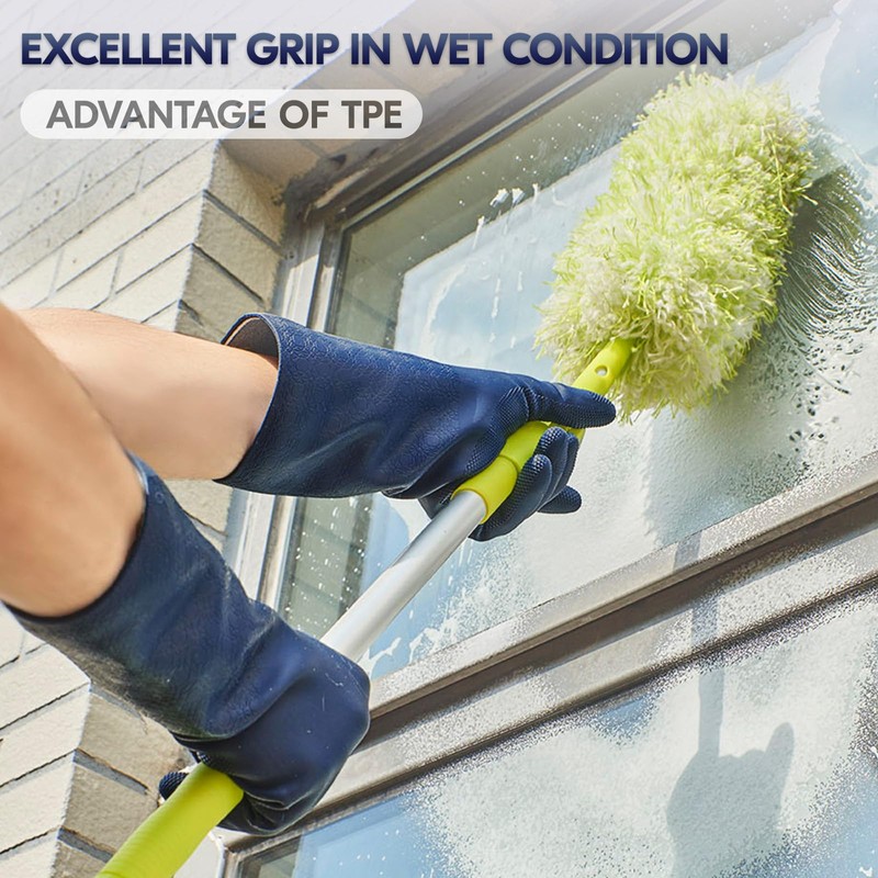 Vgo... Cleaning Gloves with Lining, Reuseable Household Gloves in TPE,