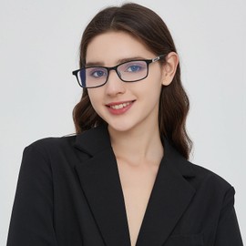 Suertree Reading Glasses for Men Women, Blue Light Blocking Readers, Narrow Frames Lightweight Eyeglasses 1.0X