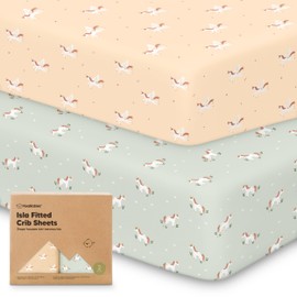 2-Pack Crib Sheets for Boys, Girls - Viscose Derived from Bamboo Fitted Crib Sheet, Baby Crib Sheets Neutral, Crib Mattress Sheet, Toddler Bed Sheets, Baby Sheets for Crib Fitted Sheets (Lune Mystic)