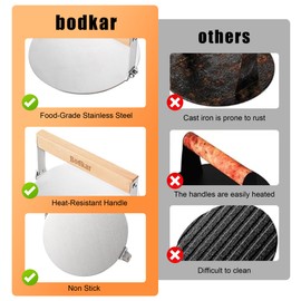 bodkar Smash Burger Press 6 Inch Round Stainless Steel Burger Smasher with Wood Handle Bacon Hamburger Grill Meat Press