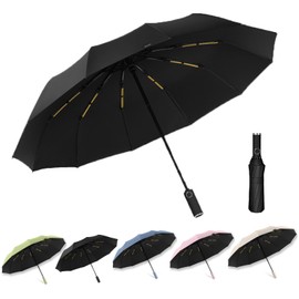 Nnicorns Automatic Pocket Umbrella - Windproof & Rainproof, 24-Rib Compact Travel Umbrella for Men and Women, Ultra-Portable Design for On-the-Go, black