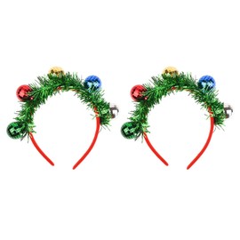 MFUOE 2 Pieces Christmas Hair Hoop Colorful Spotlight Ball Headband Xmas Tassel Hair Accessories for Christmas Party Cosplay Headdress Accessories
