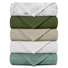 Muslin Cloths for Baby Muslin Squares Swaddle Blankets, Neutral Receiving Blanket Swaddling for Newborn Boys and Girls, 5 Pack Breathable and Skin-Friendly Swaddle Wrap for Infant Baby LMF5006