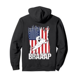Vintage Just Braap Snowmobile Retro Snow Sled US Flag Pullover Hoodie