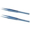 2 Pcs Fine Tipped Tweezers Straight Tip Bent Tip Titanium