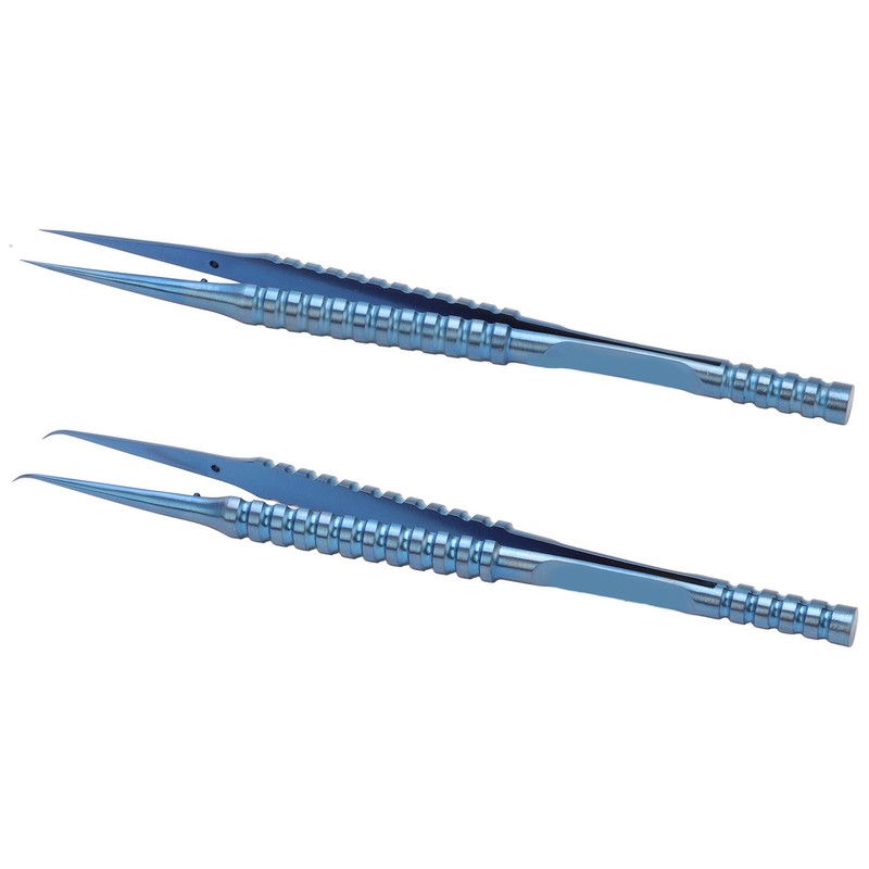 2 Pcs Fine Tipped Tweezers Straight Tip Bent Tip Titanium