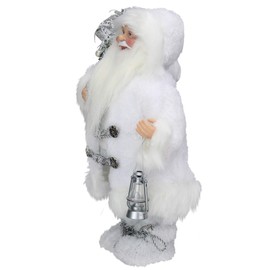 Northlight E76667 12" Elegant White Frost Standing Santa Claus Christmas Figure with Lantern