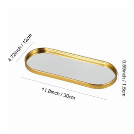 Feyarl Gold Mirror Trinket Vanity Oval Tray Jewelry Little Ring Earings Organizer Ornate Cosmetic Tray Display Decorative Tray for Home Decor Dresser Tabletop