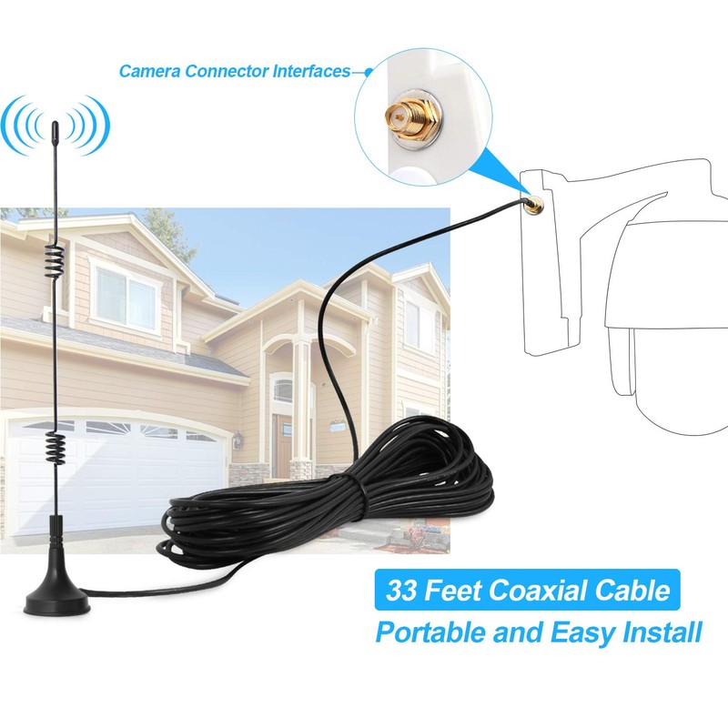 IP Camera WiFi Antenna Extension Cable Extender Sucker 33ft Extender