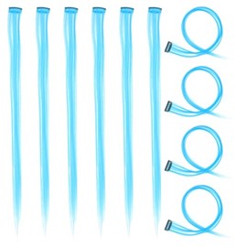 Beavorty Extensiones De Cabello Con Clip Sintético Color Wathet 10 Piezas 21.65 in Para Cambiar De Estilo En Segundos Ligero Remodelable Para Fiestas