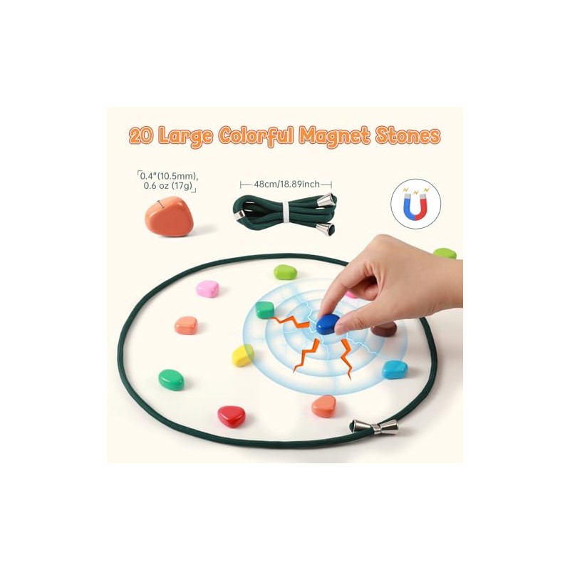 ESENHARBER Magnet Game with String, 20 Colorful Magnet Stones for