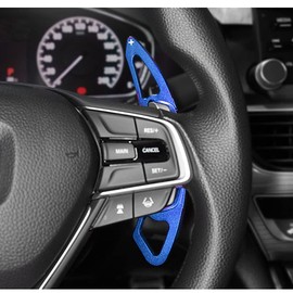 TLIFORT Aluminum Alloy Paddle Shift Steering Wheel Shifter Extension for Honda Accord Odyssey Spirior Civic CR-V UR-V Hybird Inspex Insight Crown Road Acura, (Blue)