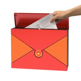 Nobilsteel Wall Mount Mailbox Outside with Lock and Keys, Locking Wall Mount Mailbox, for Letters Newspapers, Cards, for Home Doorways,Office,10.24" x 14.37" x 4" in, Orange