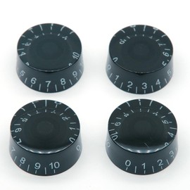 harpfeas 4PCS Imperial Inch Size LP Guitar Speed Dial Knobs 24 Fine Splines Control Knobs for USA Les Paul/CTS Pots (Black)