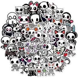 50Pcs Funny Animal Skull Stickers, Waterproof Vinyl Graffiti Stickers Pack for Laptop, Skateboard, Kindle, Journal, Scrapbooking, Water Bottle, Cute Anime Decals