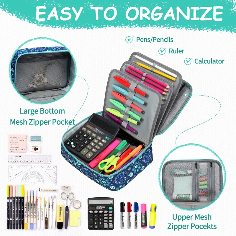 VASCHY Large Pencil Case Bag, Art Supply Marker Organizer Big