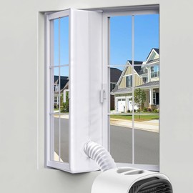 Fohil 400CM (157") Portable AC Window Vent Kit, Air Conditioner Window Kit Waterproof Seal Kit with Zip and Adhesive Fastener for Portable Air Conditioner Tumble Dryer
