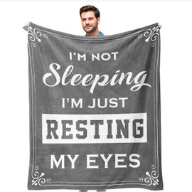 kituzol Birthday Gifts for Men, Dad Gifts for Father's Day, Anniversary Retirement Gifts for Dad, Gifts for Husband, I'm Not Sleeping I'm Just Resting My Eyes Blanket 60" X 50"