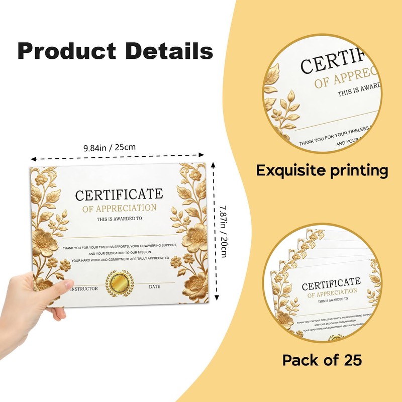 SMOQYKBW 25PCS Thank You Certificates 8×10 Inch Awards, Recognition Certificates,