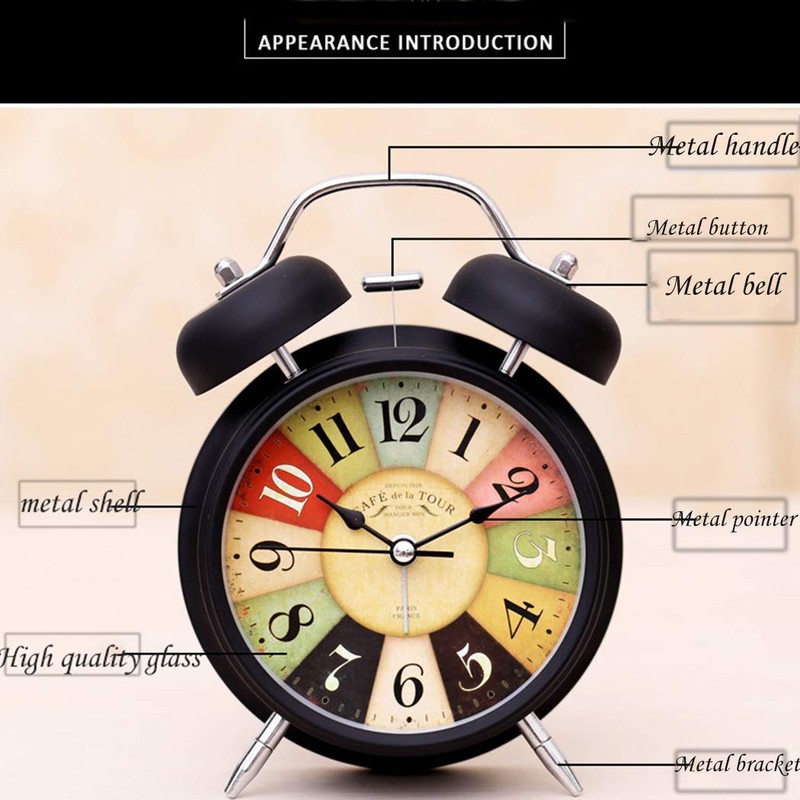 SWHONG Old Alarm Clock Fashioned Bedside Quartz Alarm Clock with