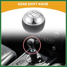 Motoforti 5 Speed Manual Gear Shifter Knob - Car Shift Lever Knob - for Mini Cooper R50 R53 2000-2006 Plastic Faux Leather Black White - 1 Pc Long-lasting