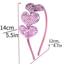 Heart Headband Pink, Valentine's Day Heart Headband, Heart Sequins Headband, Valentine's Day Headband Sequins Headband Pink Heart Hair Band, Heart Headband for Valentine's Day, Birthday, Wedding,