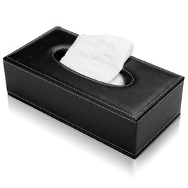 Funda para Caja de Pañuelos, Elegante de Caja de Pañuelos de Rectangular, Dispensador de Pañuelos Faciales para Baño, Cocina, Coche, Encimera, Mesa y Oficina, 9.25 x 4.92 x 3.34 Pulgadas, Negro
