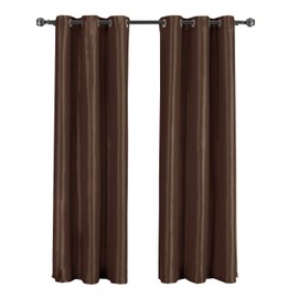 Royal Hotel Bedding Soho 100% Blackout Window Curtains Panels, Top Grommet Faux Silk Panels, Solid Curtains Set of 2, Pair, 84 Inches Long, Chocolate
