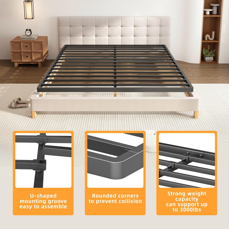 VIPSHOW 2 Inch Twin XL Metal Box Spring with Round