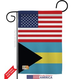 Bahamas US Friendship Garden Flag Set Wall Holder Regional USA American Alliance World Country Particular Area Small Decorative Gift Yard House Banner Double-Sided Made In 13 X 18.5